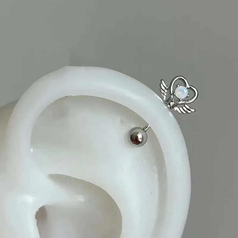 Stainless Steel Heart and Star Stud Earrings