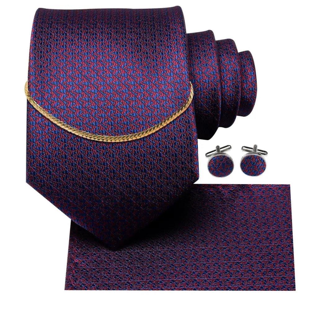 Men's Silk Necktie Set with Pocket Square & Cufflinks