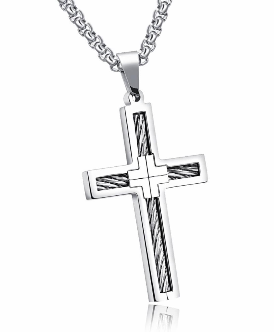 Cable Cross Necklace