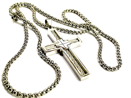 Cable Cross Necklace