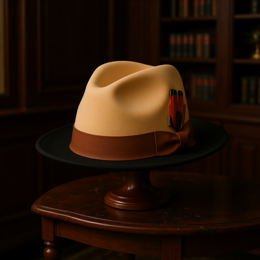 Canary Black Fedora Hat – Two-Tone Wool Felt with Grosgrain Band