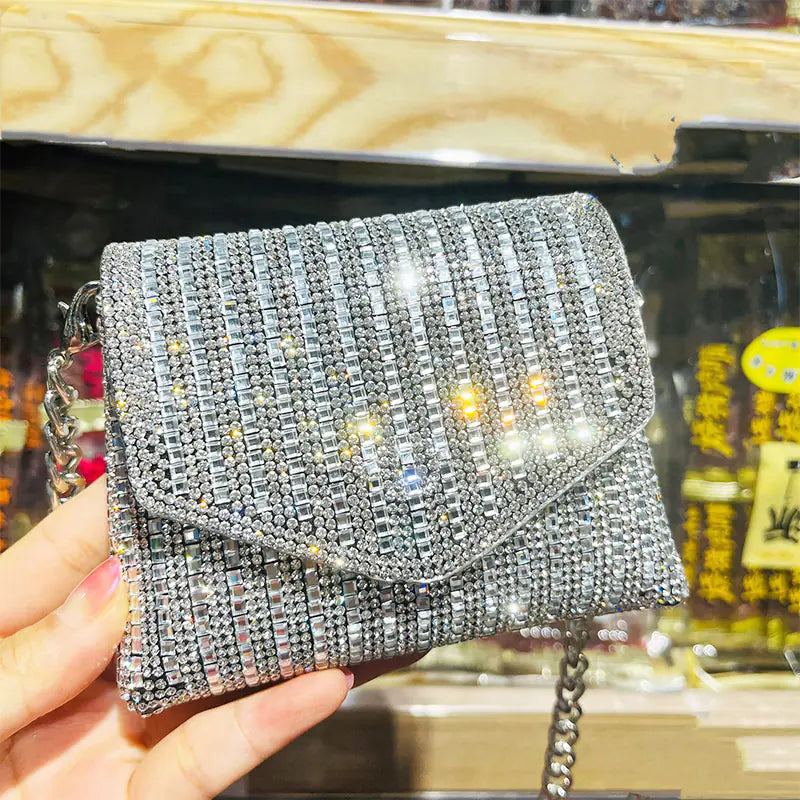 Bling Chain Crossbody Bag – Mini Rhinestone Evening Purse