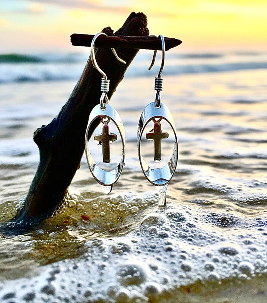 Tiny Silver Cross Earrings