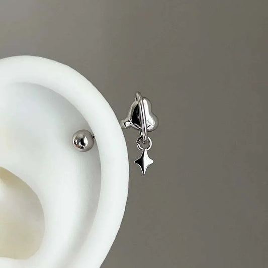 Stainless Steel Heart and Star Stud Earrings