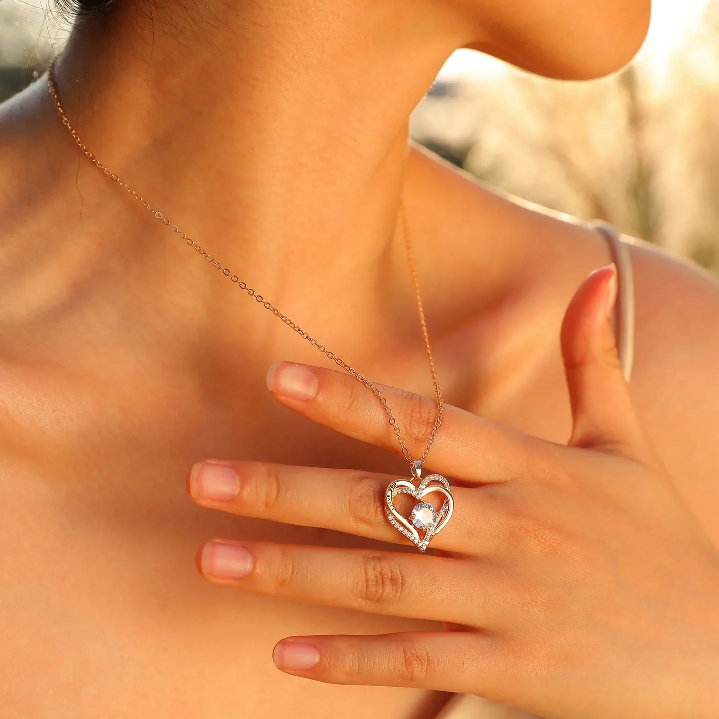 Vnox Heart Birthstone Necklace