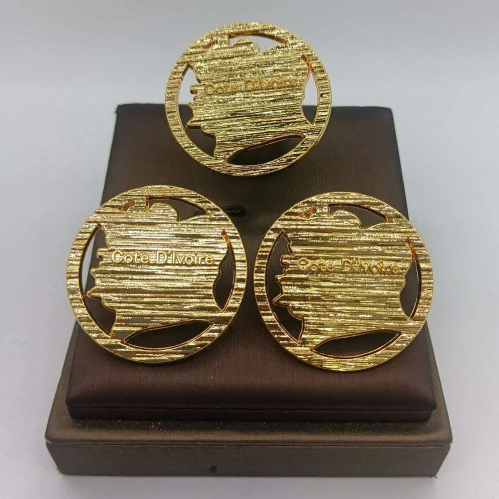 African Gold Plated Earring and Ring Set