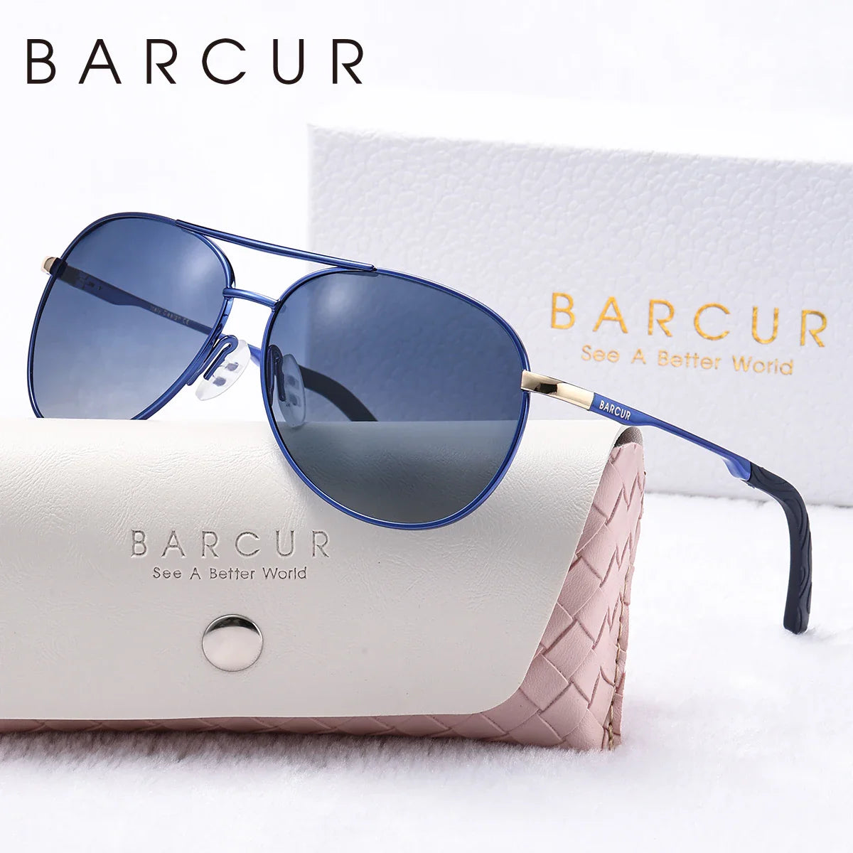 BARCUR Women’s Pink Metal Comfortable Fashionable Frame Polarized Sunglasses