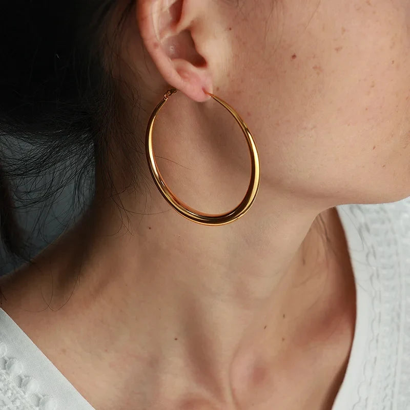Vintage Metal Big Round Dangle Earrings