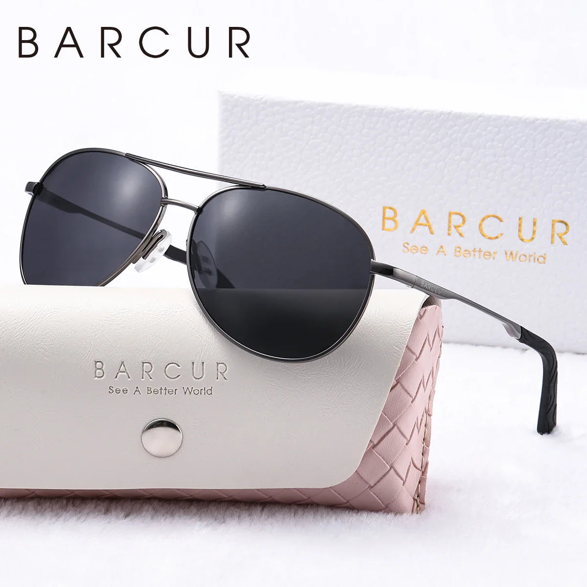 BARCUR Women’s Pink Metal Comfortable Fashionable Frame Polarized Sunglasses