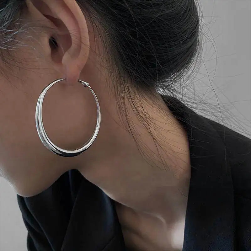 Vintage Metal Big Round Dangle Earrings