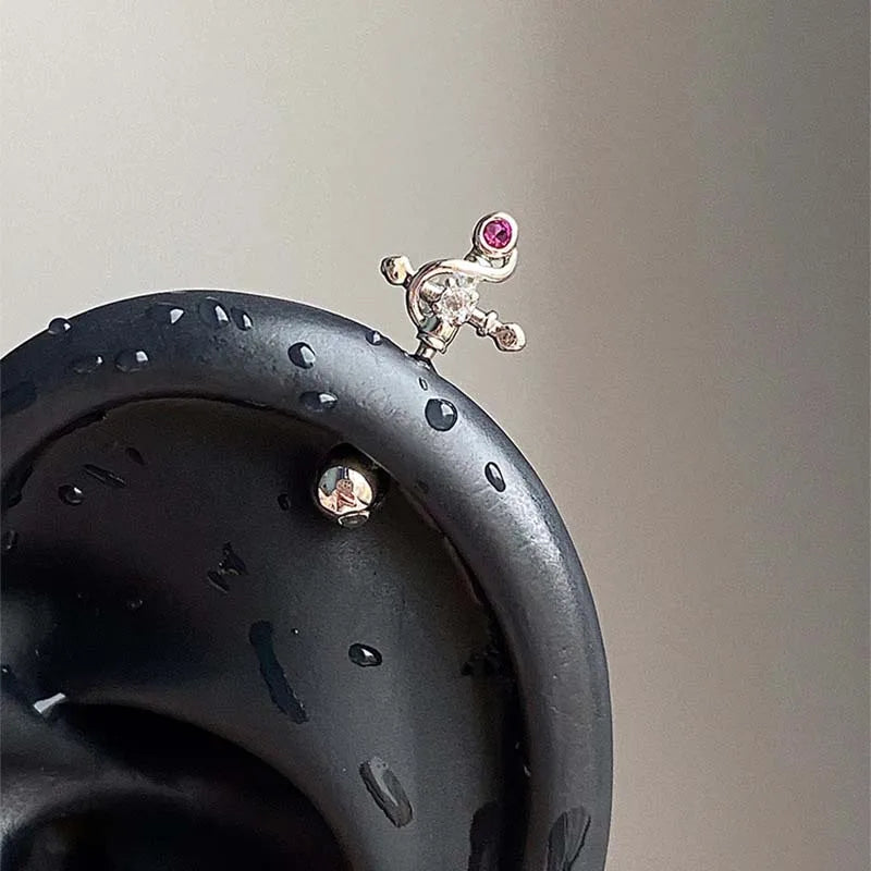 Stainless Steel Heart and Star Stud Earrings