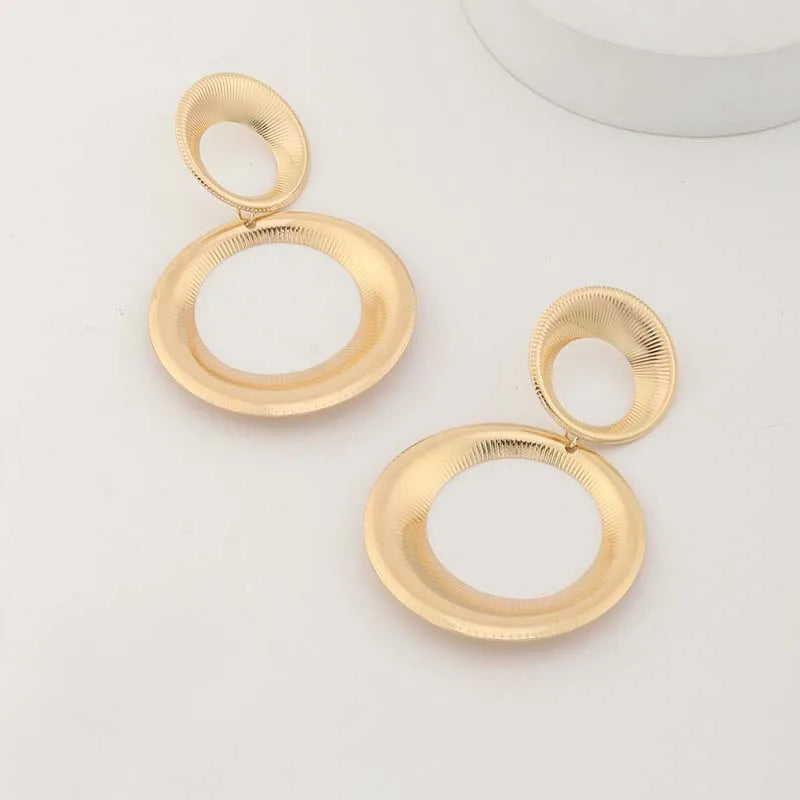 Vintage Metal Big Round Dangle Earrings
