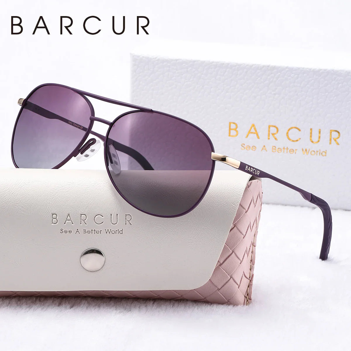 BARCUR Women’s Pink Metal Comfortable Fashionable Frame Polarized Sunglasses