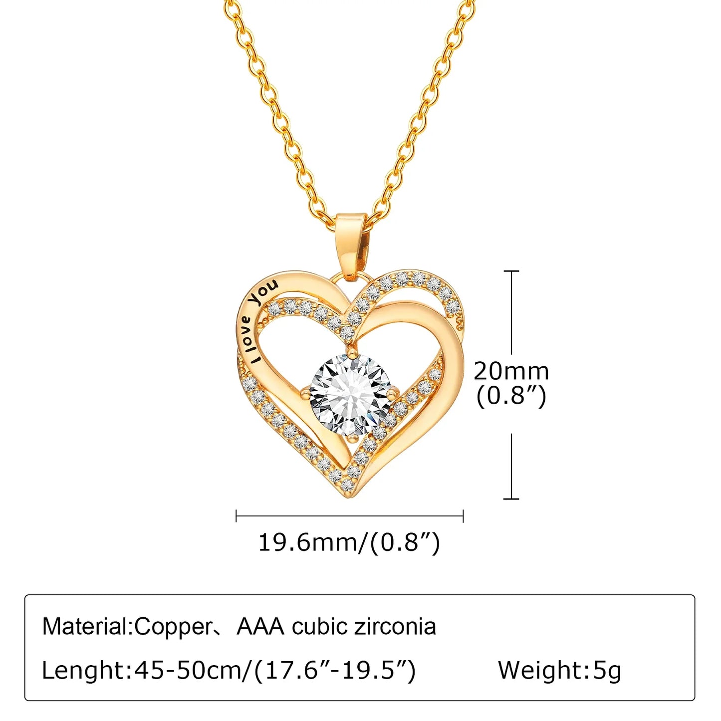 Vnox Heart Birthstone Necklace