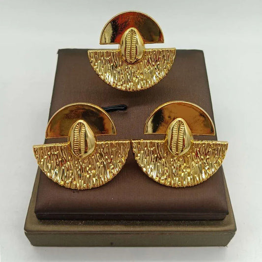 African Gold Plated Earring and Ring Set