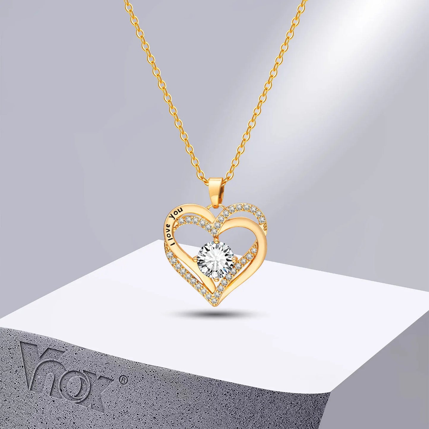 Vnox Heart Birthstone Necklace