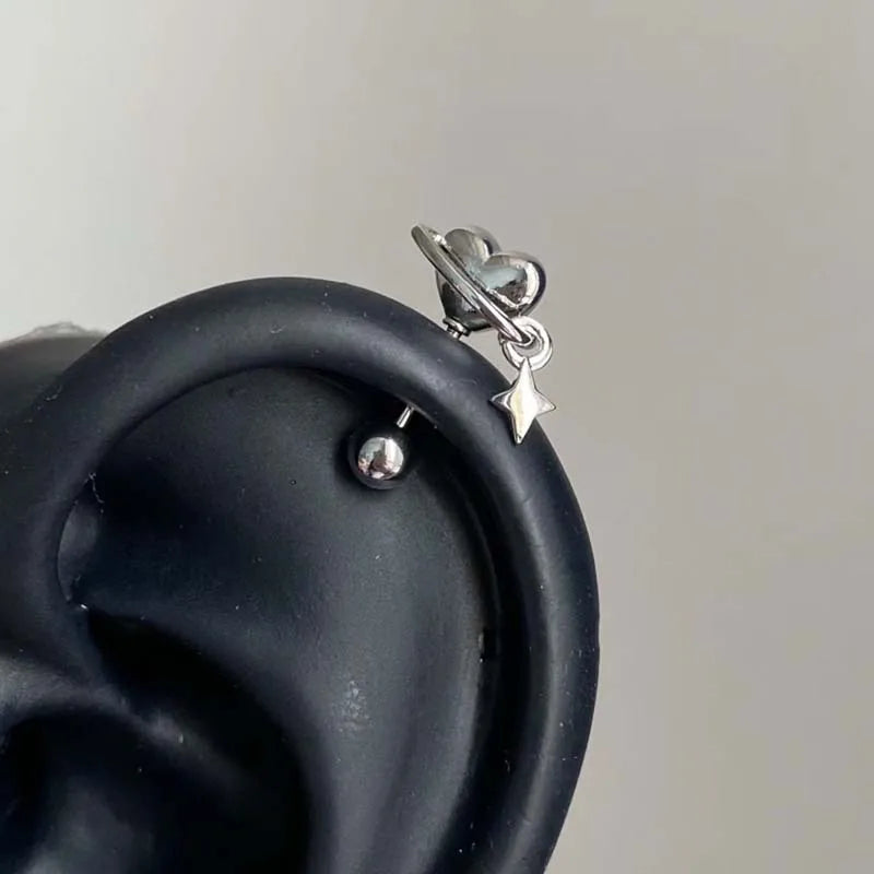 Stainless Steel Heart and Star Stud Earrings