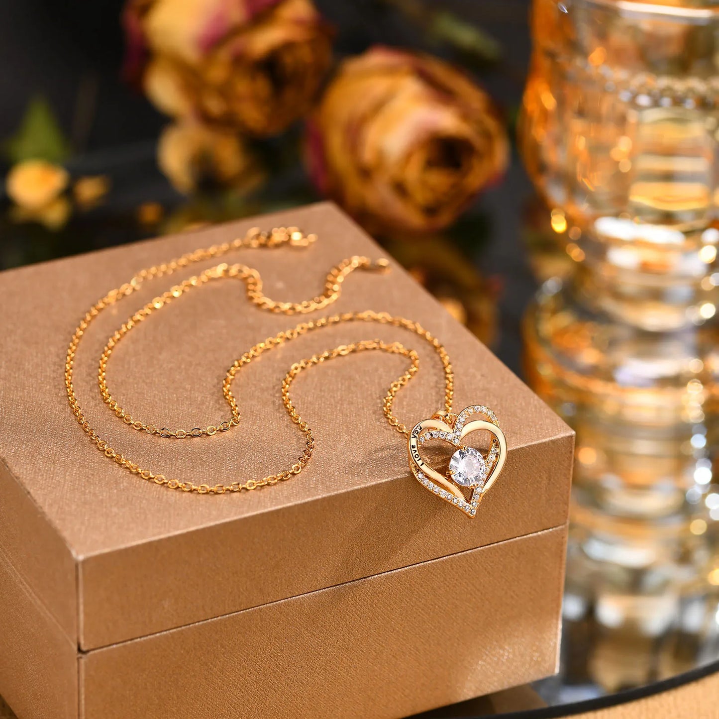 Vnox Heart Birthstone Necklace