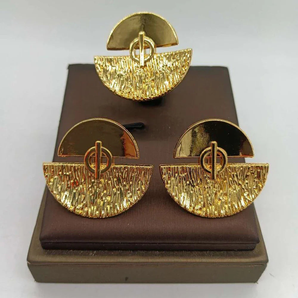 African Gold Plated Earring and Ring Set
