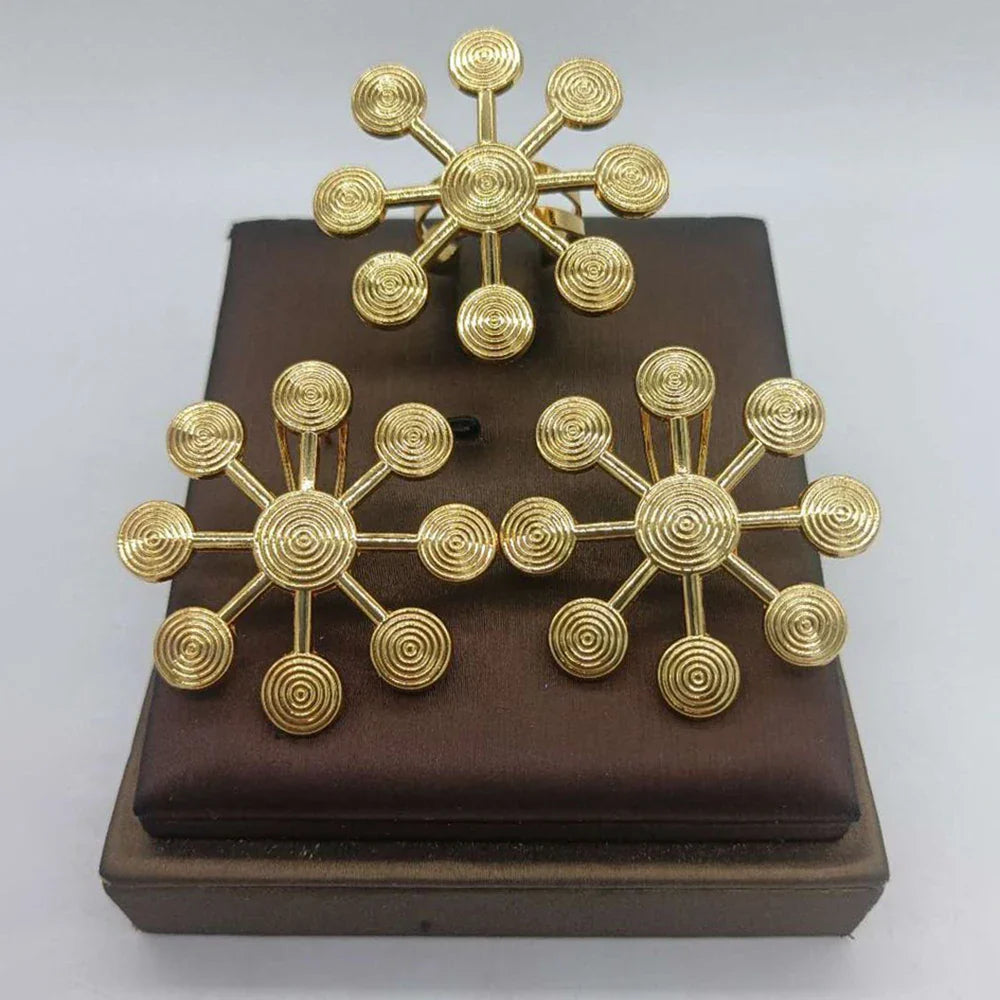 African Gold Plated Earring and Ring Set