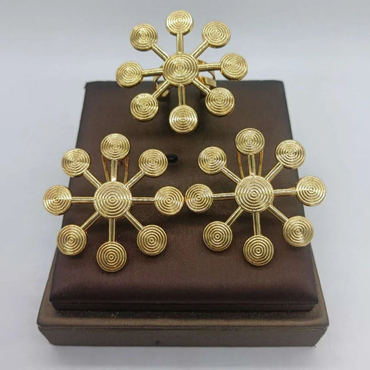 African Gold Plated Earring and Ring Set