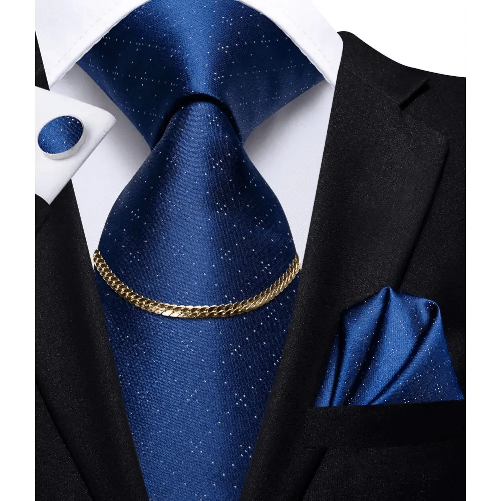 Men's Silk Necktie Set with Pocket Square & Cufflinks