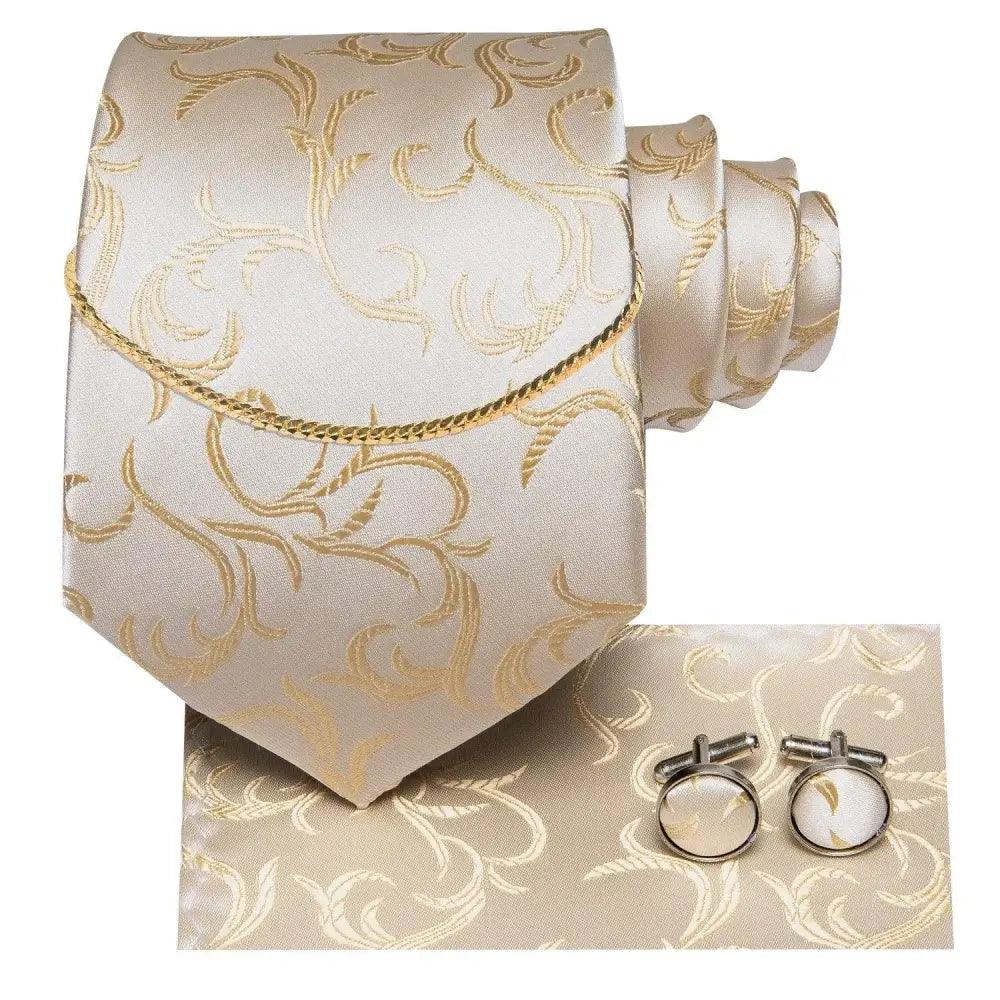 Men's Silk Necktie Set with Pocket Square & Cufflinks