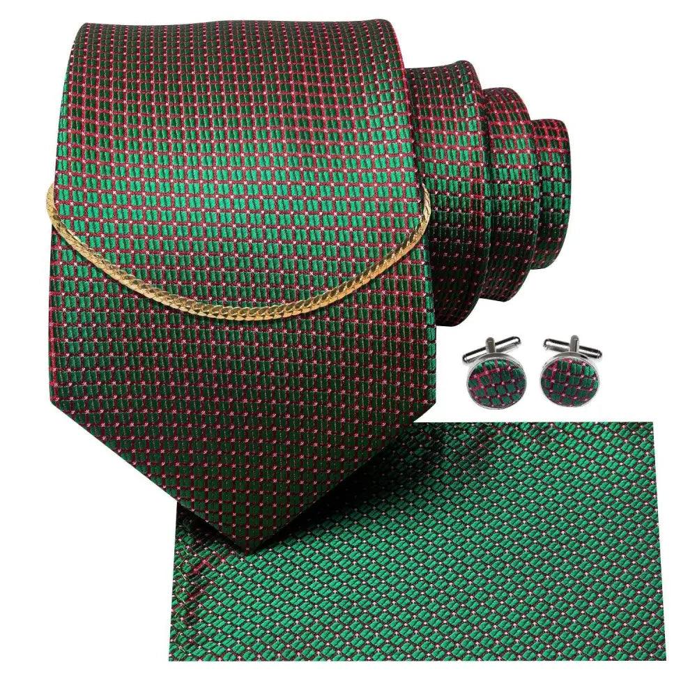 Men's Silk Necktie Set with Pocket Square & Cufflinks