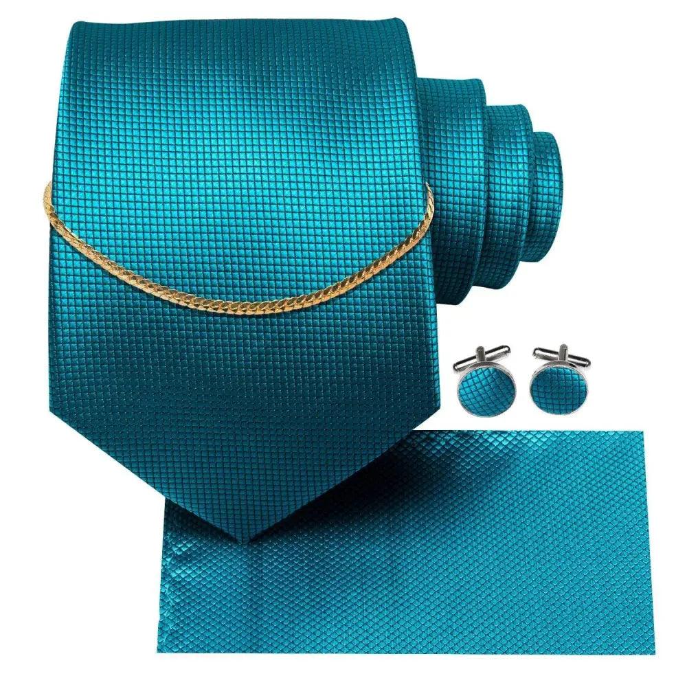 Men's Silk Necktie Set with Pocket Square & Cufflinks