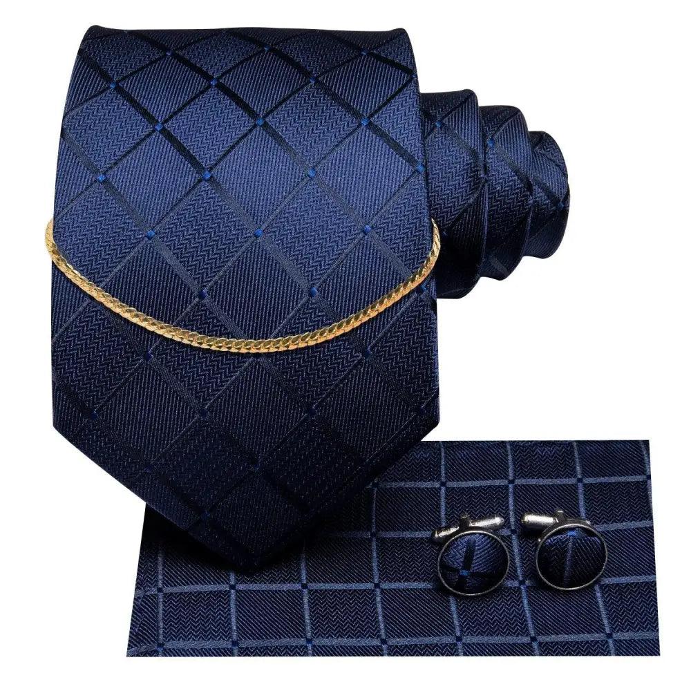 Men's Silk Necktie Set with Pocket Square & Cufflinks