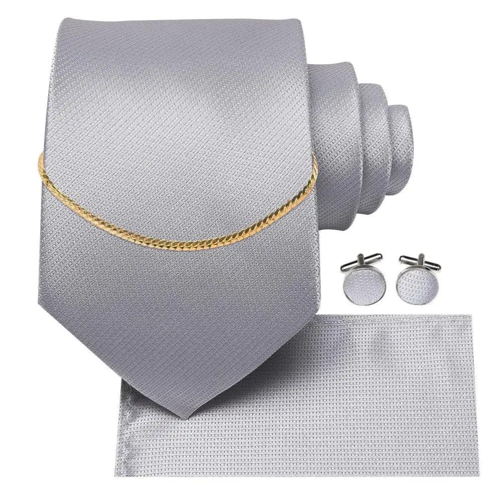 Men's Silk Necktie Set with Pocket Square & Cufflinks
