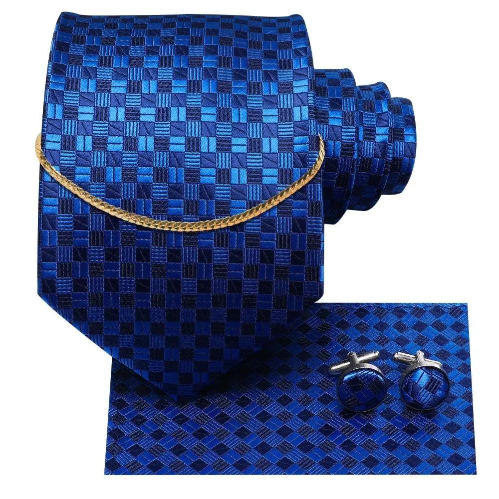 Men's Silk Necktie Set with Pocket Square & Cufflinks