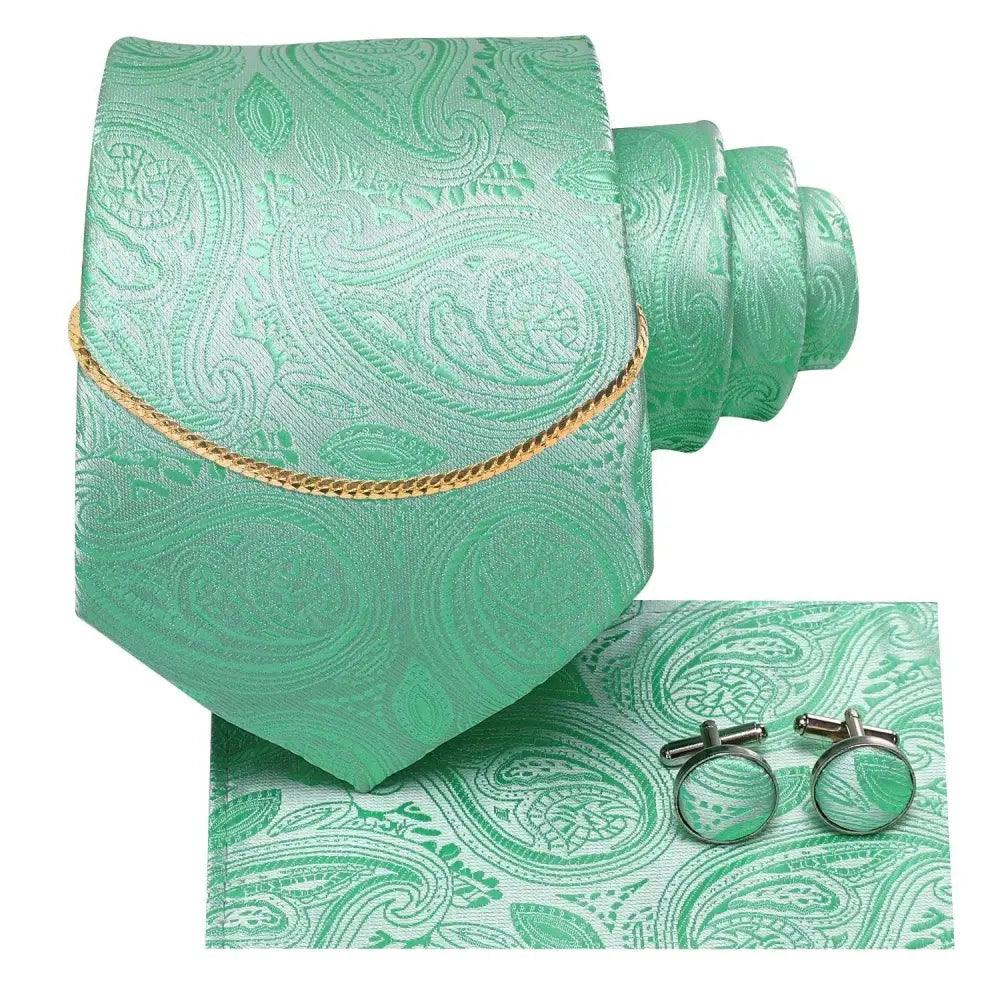 Men's Silk Necktie Set with Pocket Square & Cufflinks