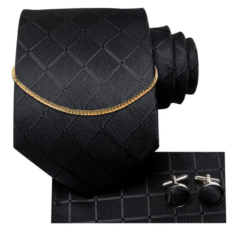 Men's Silk Necktie Set with Pocket Square & Cufflinks