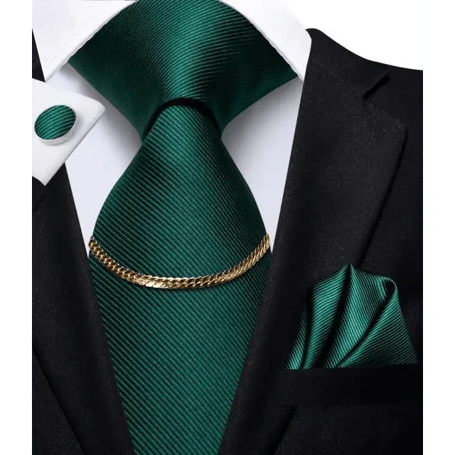 Men's Silk Necktie Set with Pocket Square & Cufflinks