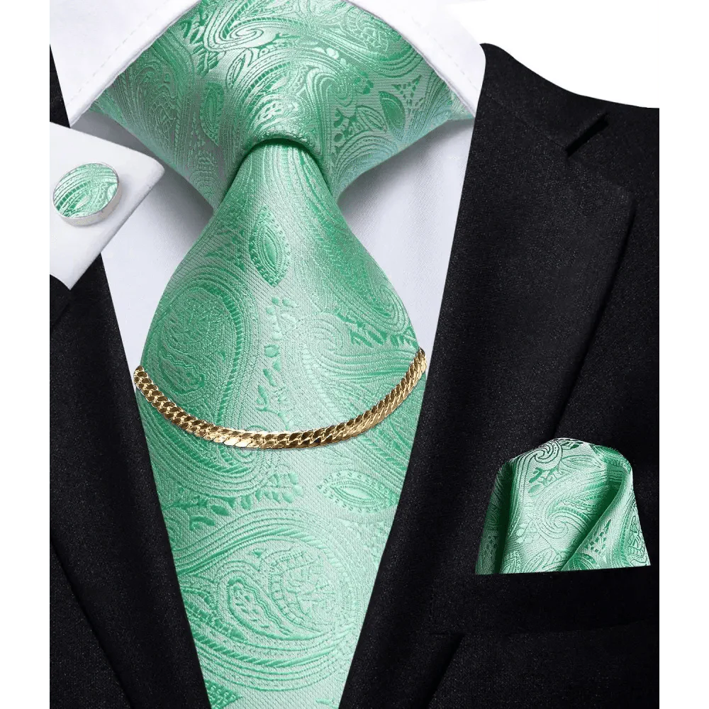 Men's Silk Necktie Set with Pocket Square & Cufflinks