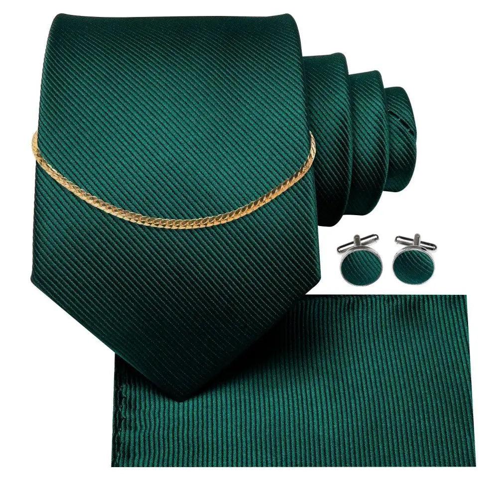 Men's Silk Necktie Set with Pocket Square & Cufflinks