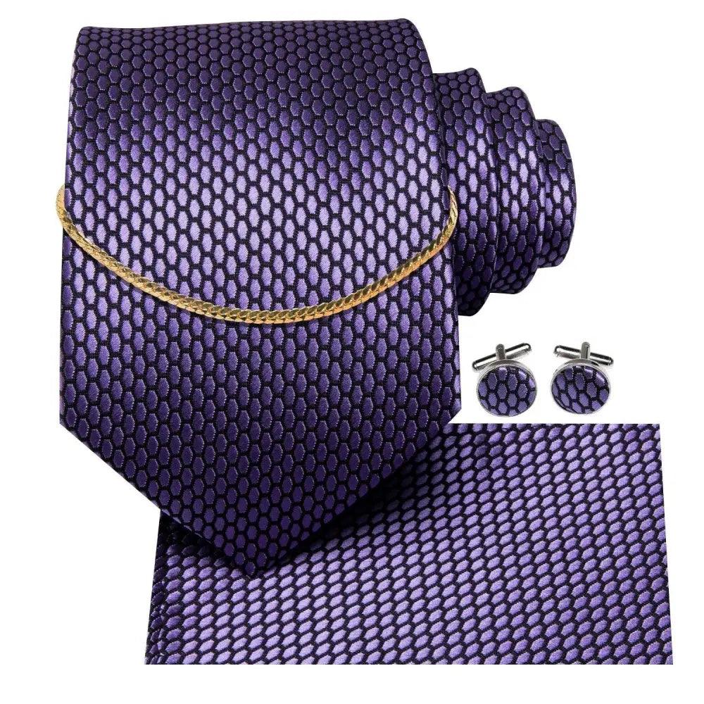 Men's Silk Necktie Set with Pocket Square & Cufflinks