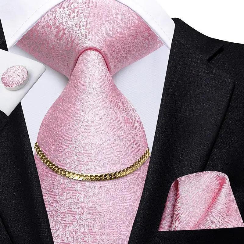 Men's Silk Necktie Set with Pocket Square & Cufflinks