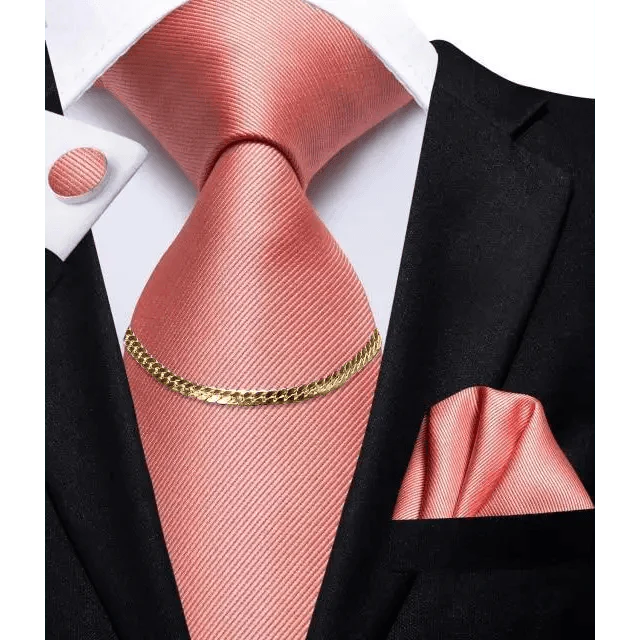 Men's Silk Necktie Set with Pocket Square & Cufflinks
