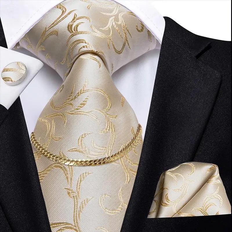 Men's Silk Necktie Set with Pocket Square & Cufflinks