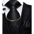 Men's Silk Necktie Set with Pocket Square & Cufflinks