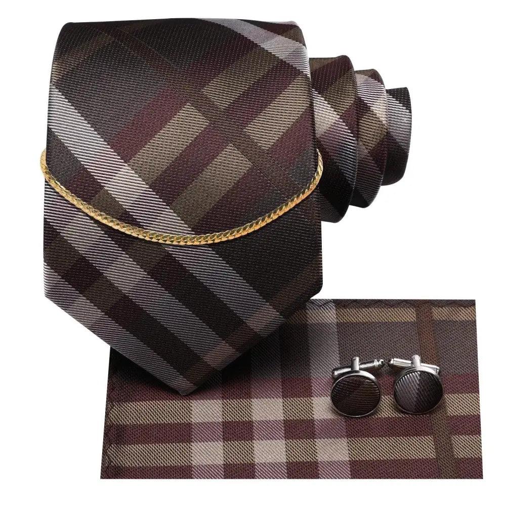Men's Silk Necktie Set with Pocket Square & Cufflinks