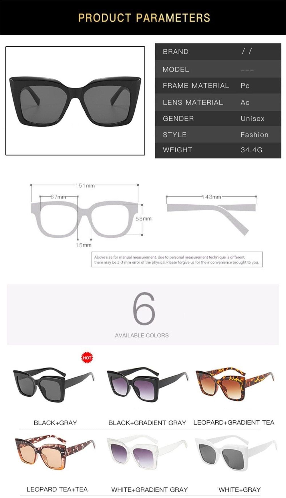 Oversized Retro Cat Eye Sunglasses