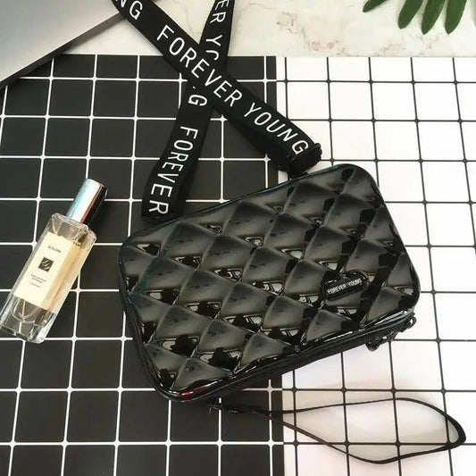 Quilted-Look Flap Crossbody Clutch