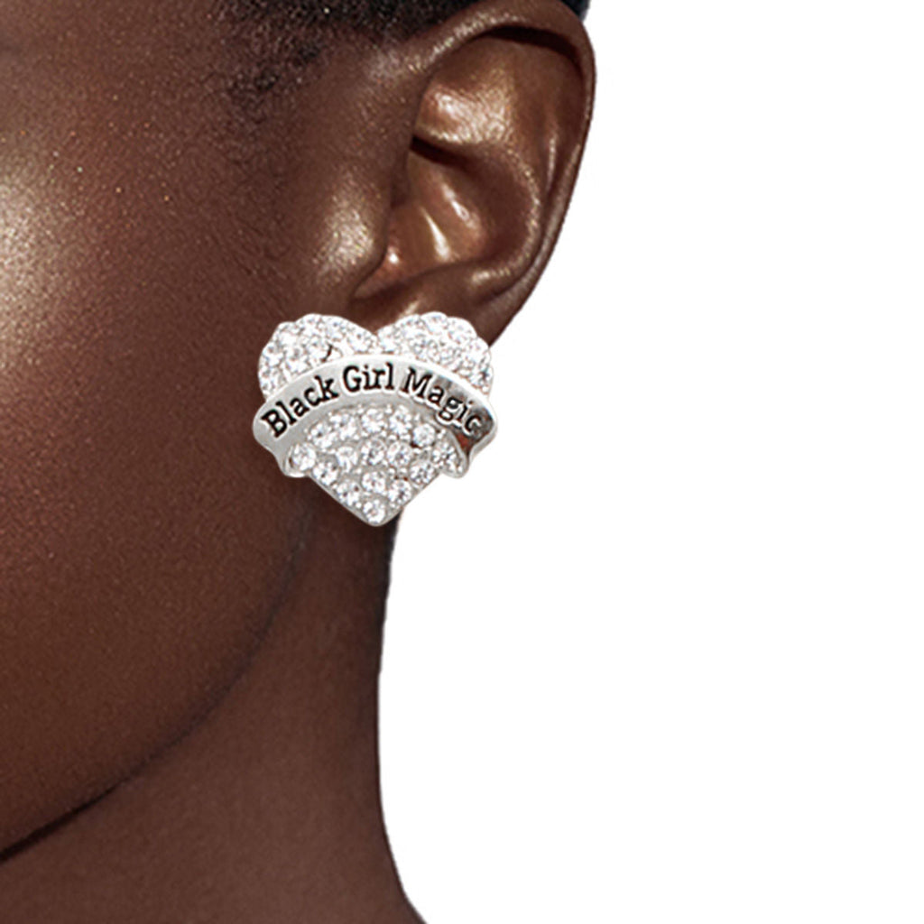 Afro Stud Earrings 3 Pcs Silver Black Girl Stylish Jewelry