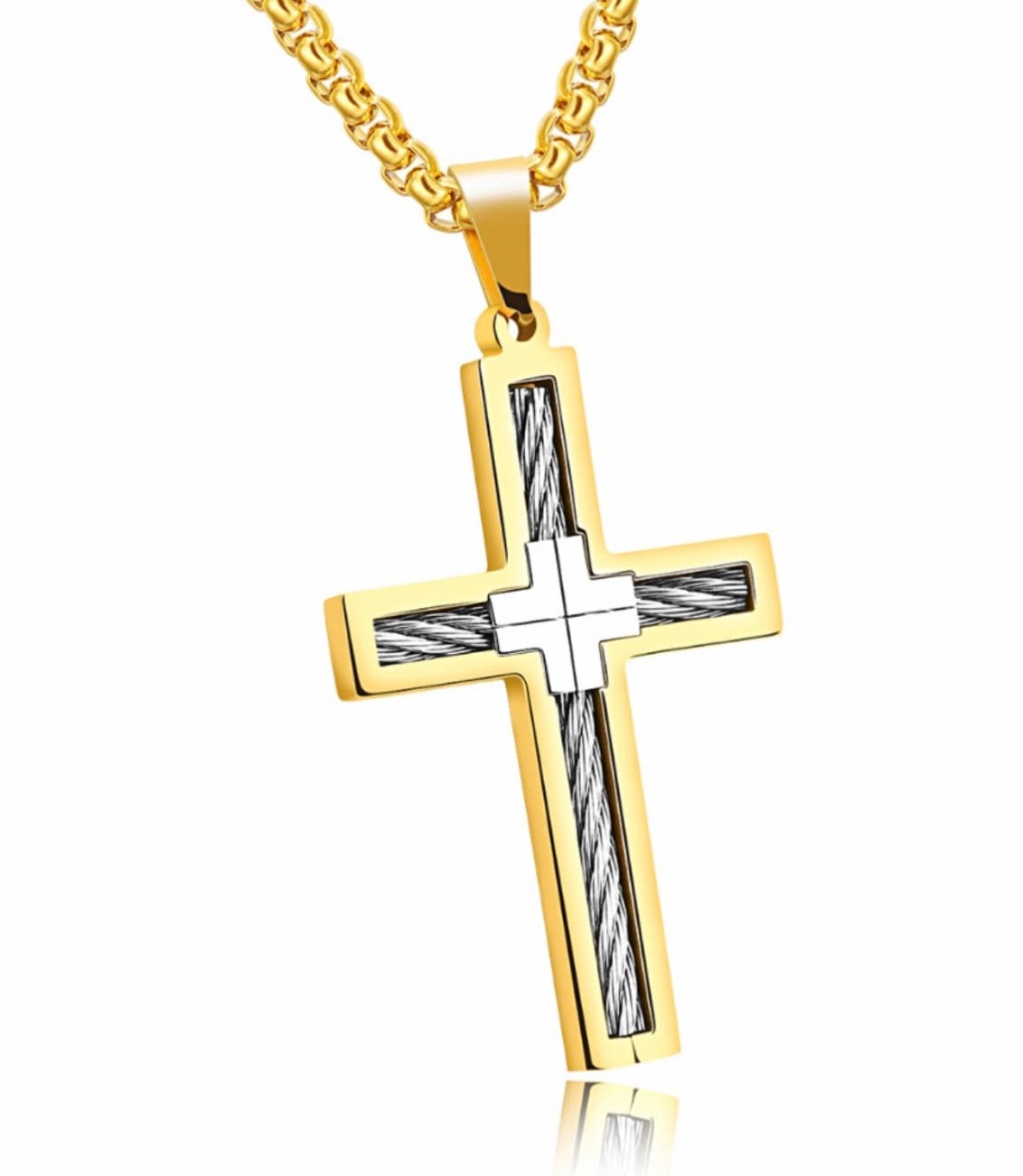 Cable Cross Necklace