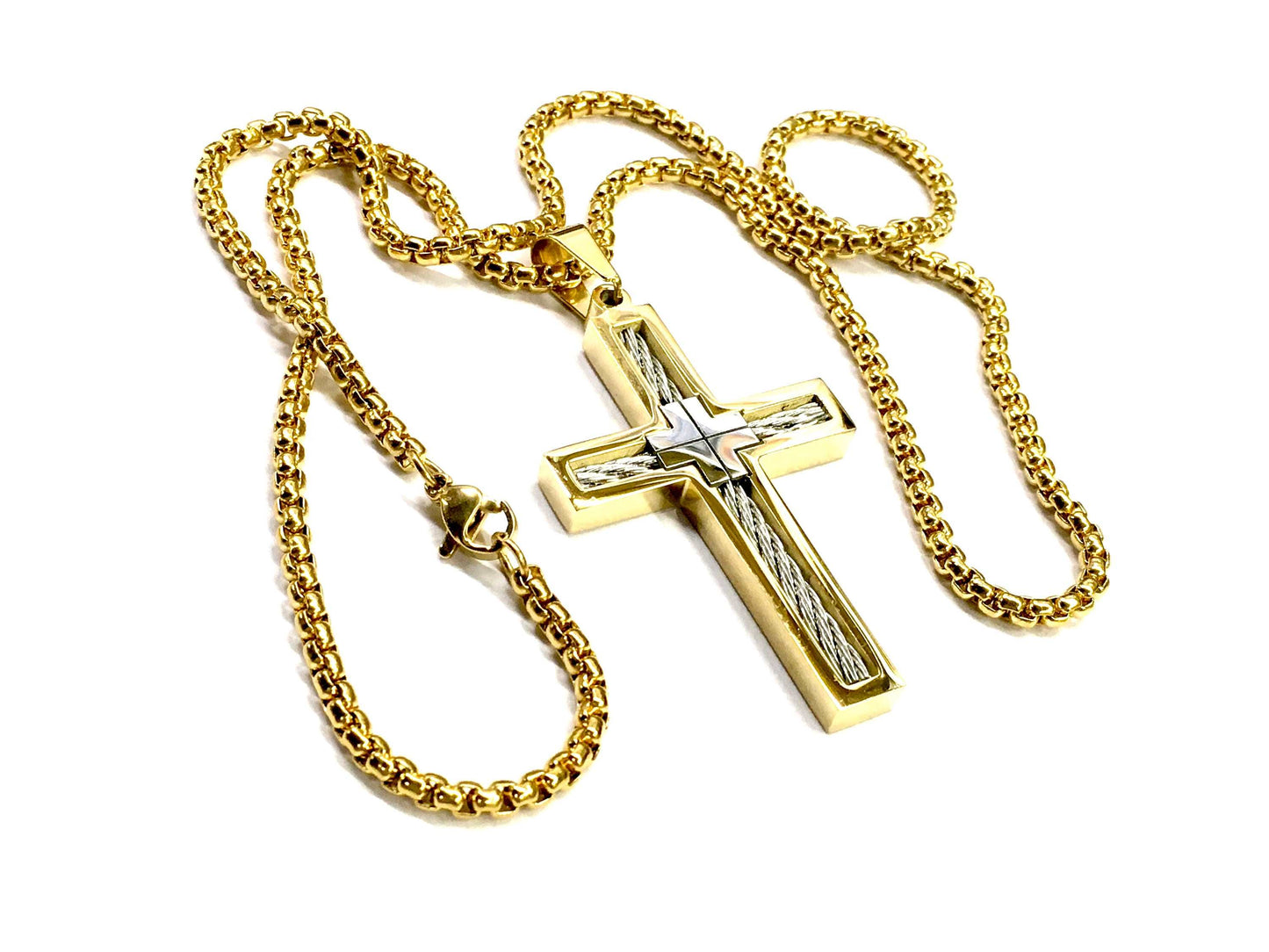 Cable Cross Necklace