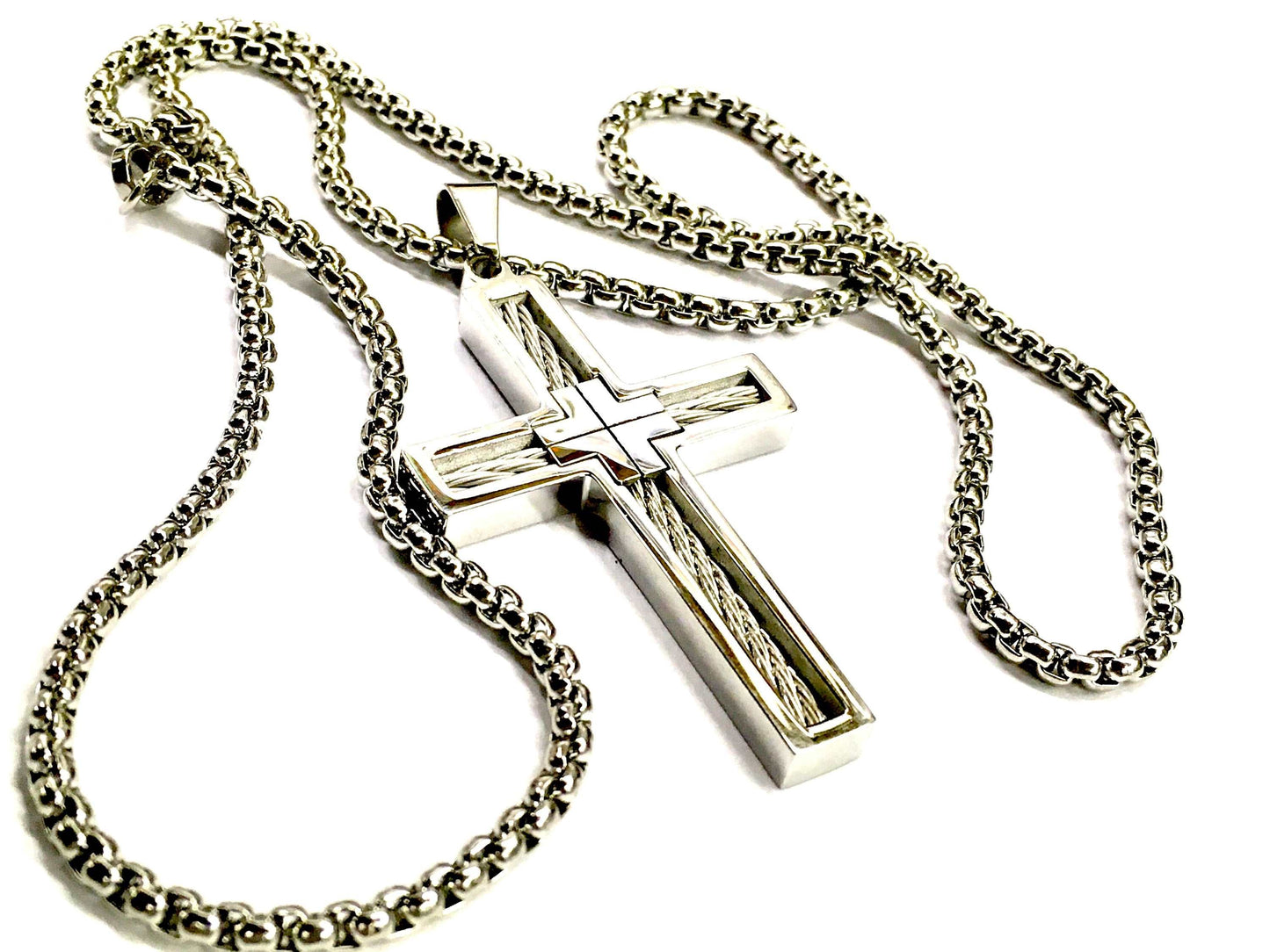 Cable Cross Necklace
