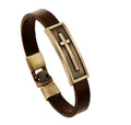 Brass Leather Cross Bracelet
